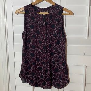 Ann Taylor Loft Womens Plum & Navy Sleeveless Blouse Size Small